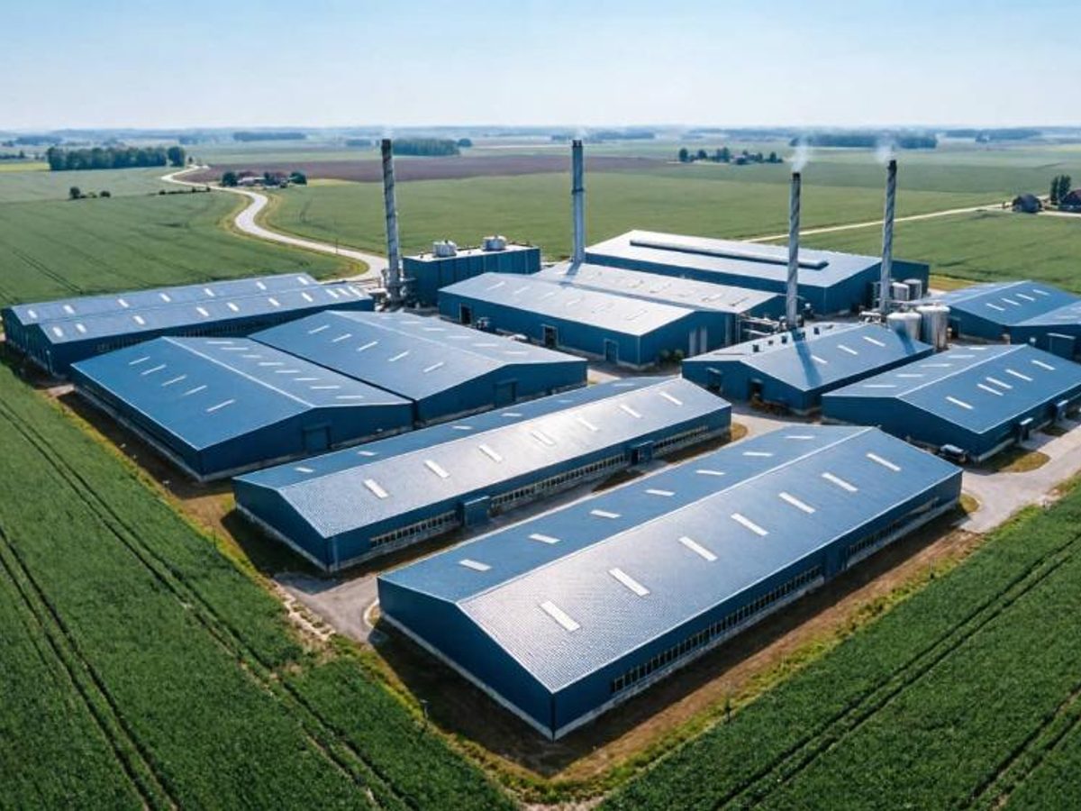 Planta industrial de cogeneración de energía con tuberías y equipos metálicos.